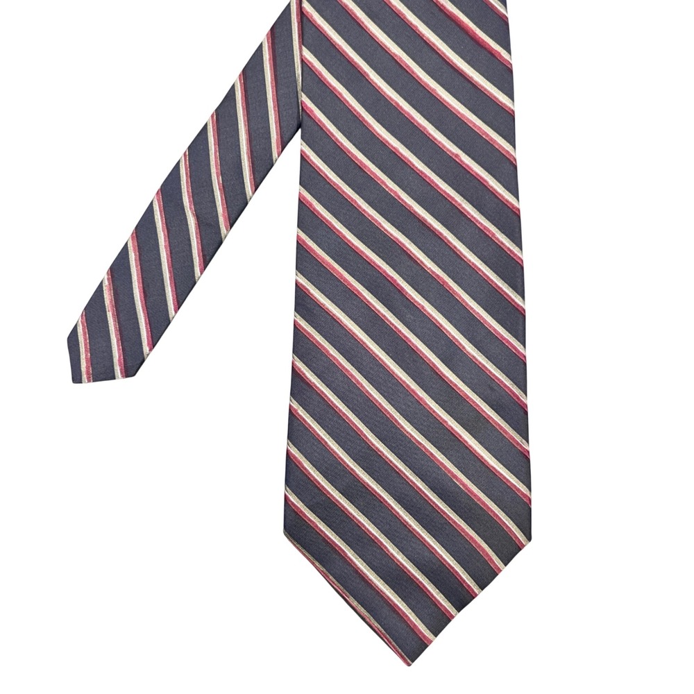 H&H Men Blue Striped Silk Necktie Diagonal Pattern Mens One Size
